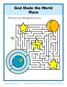 God Made the World Maze | Bible Activities for Children