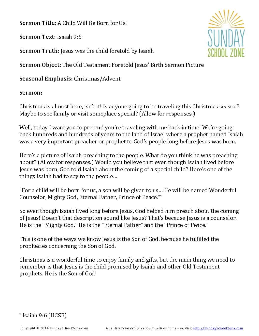 Free Printable Christmas Sermons