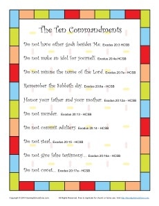 Interpreting the 10 Commandments for Kids on Sunday School Zone