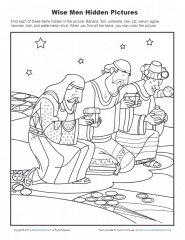 Wise Men Hidden Pictures Coloring Page