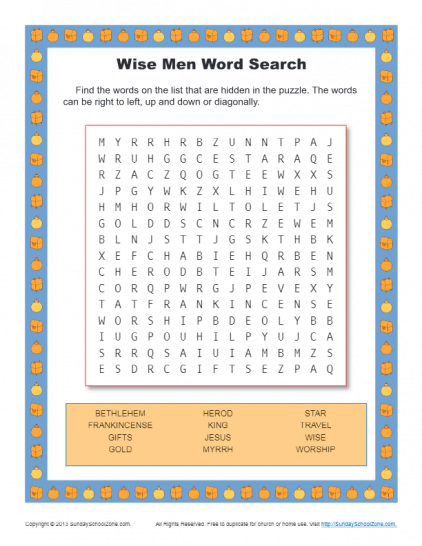 Wise Men Word Search Puzzle