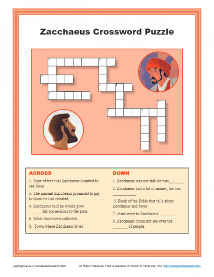 Zacchaeus Crossword Puzzle