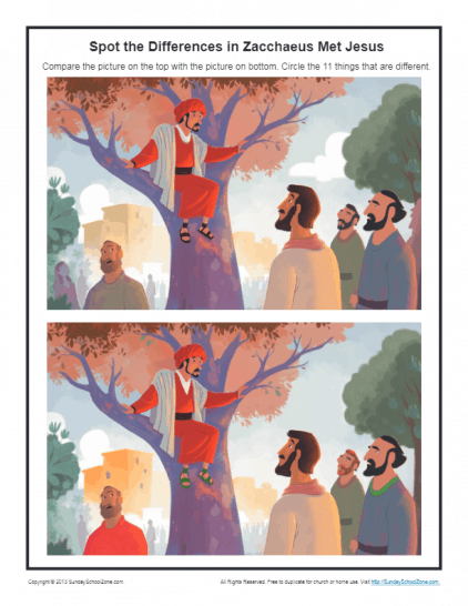 Zacchaeus Met Jesus Spot the Differences