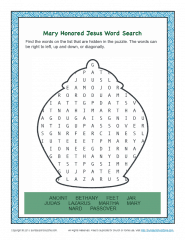 Mary Honored Jesus Word Search