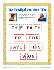 The Prodigal Son Word Tiles | Bible Activity Sheets for Kids
