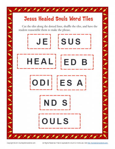 Jesus Healed the Paralytic Word Tiles | Bible Activities for Children