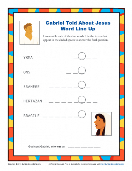 Gabriel Told About Jesus Word Line Up