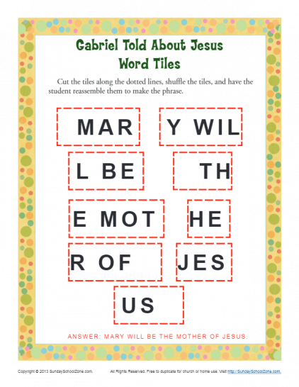 Gabriel Told About Jesus Word Tiles