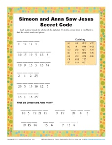 simeon and anna secret code kids ministry printable