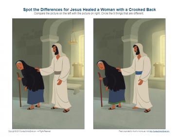 Jesus Healed a Woman with a Crooked Back Spot the Differences