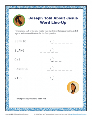 Joseph Told About Jesus| Word Line Up Activity for Kids