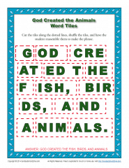 God Made the Animals Word Tiles | Bible Puzzle for Children