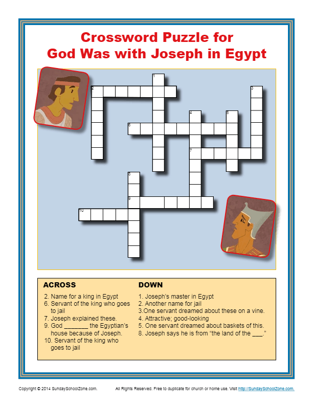 god was with joseph crossword puzzle bible word puzzles for young children