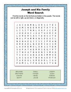 Joseph and His Family Word Search | Word Search Bible Activity for Children