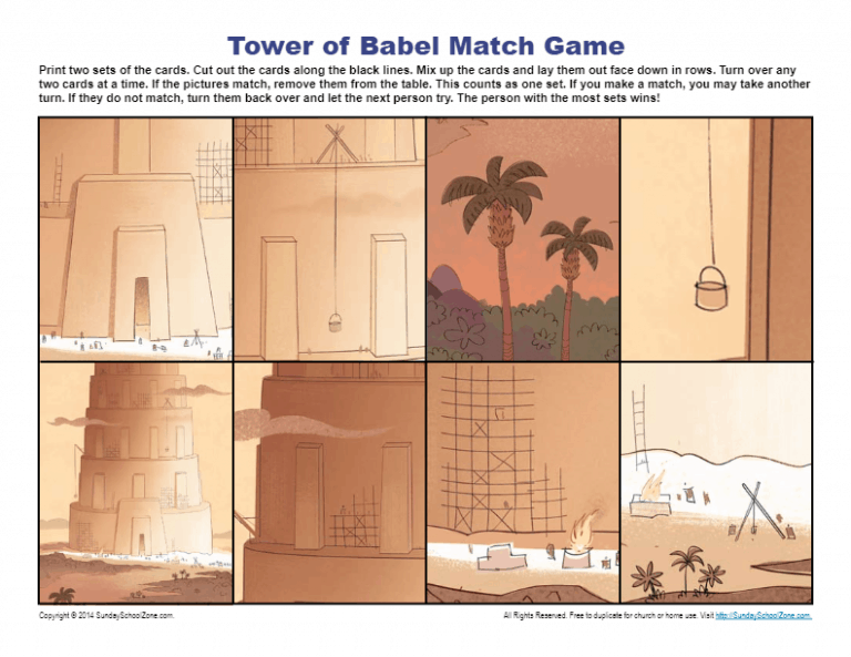 Tower of Babel Match Game Bible Matching Game for Children