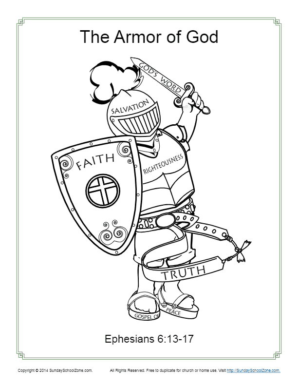 Armor Of God For Kids Coloring Page Activity
