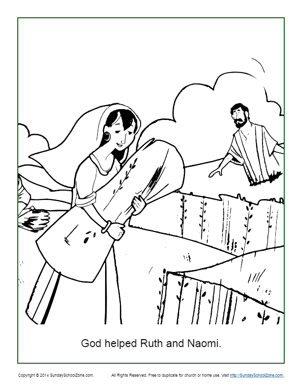 God Helped Ruth and Naomi Coloring Page