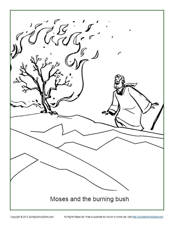 Moses And The Burning Bush Coloring Page For Kids