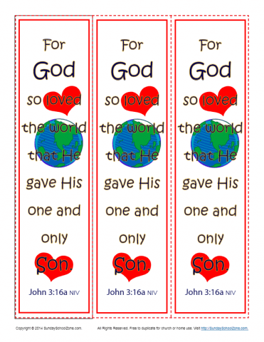 John 3:16 Printable Bookmarks