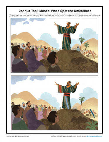 Joshua Took Moses' Place Spot the Differences on Sunday School Zone