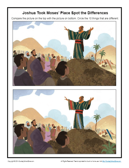 Joshua Took Moses' Place Spot the Differences