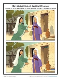 Mary Visited Elizabeth - Printable Spot the Differences 