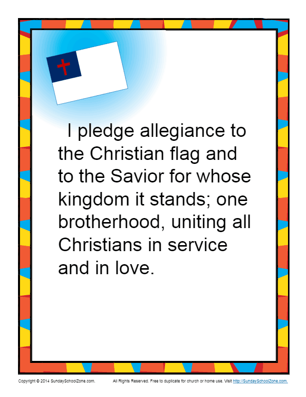 Christian Pledge of Allegiance Poster Sunday School Activities