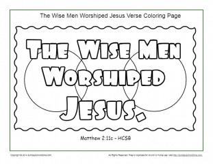 Wise Men Worshiped Jesus Verse Coloring Page