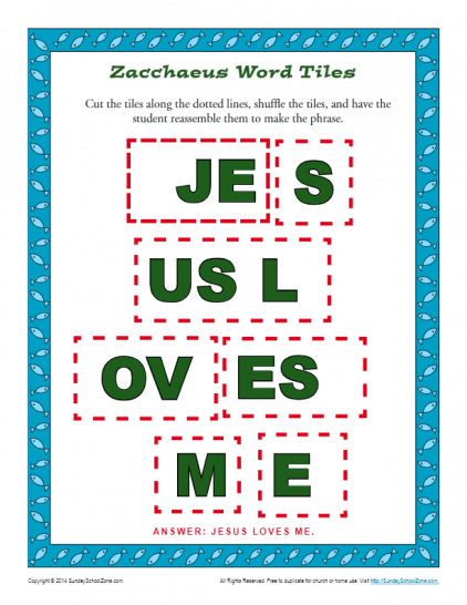 Zacchaeus Word Tiles