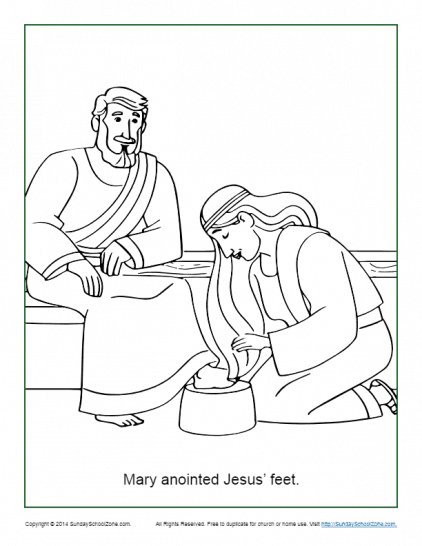 Mary Anointing Jesus' Feet Coloring Page