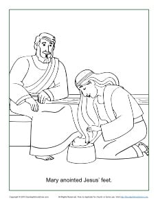 Download Mary Anoints Jesus' Feet Coloring Page