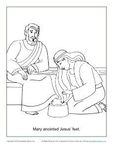 Mary Anoints Jesus' Feet Coloring Page