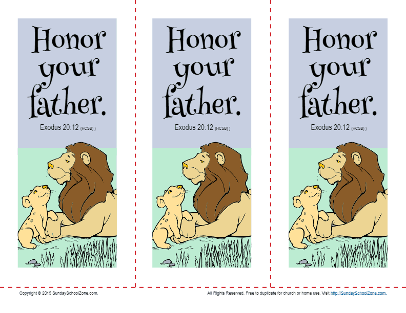 honor your father bookmarks childrens bible activities sunday