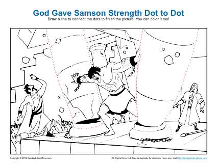 God Gave Samson Strength Dot to Dot Puzzle - Children's Bible