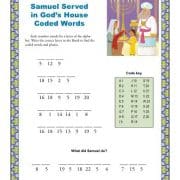 Children's Bible Coded Words Activity - Samuel Served in God's House