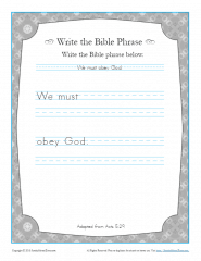 Acts 5:29 Write the Bible Phrase Worksheet