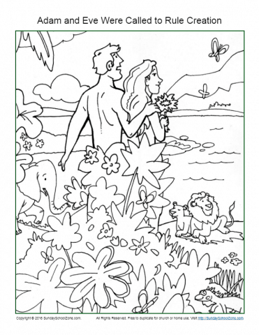 Adam and Eve Were Called To Rule Creation Coloring Page Children #39 s