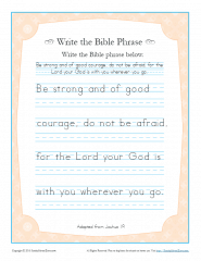 Joshua 1:9 Write the Bible Phrase Worksheet