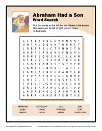 Abraham Had a Son Word Search - Children's Bible Activities | Sunday ...