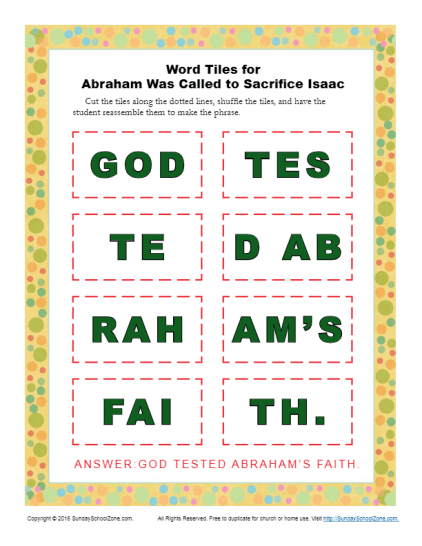 Abraham Was Called to Sacrifice Isaac Word Tiles Activity - Children's ...