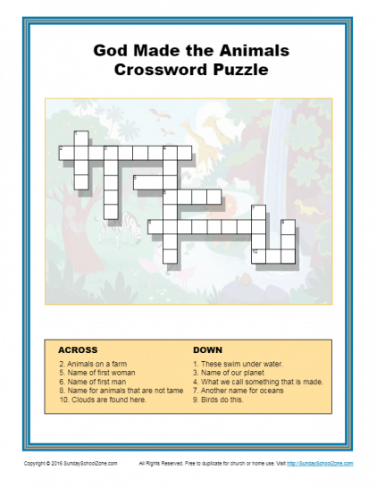 Bible Crossword Puzzles Bible Lesson Activities For Children