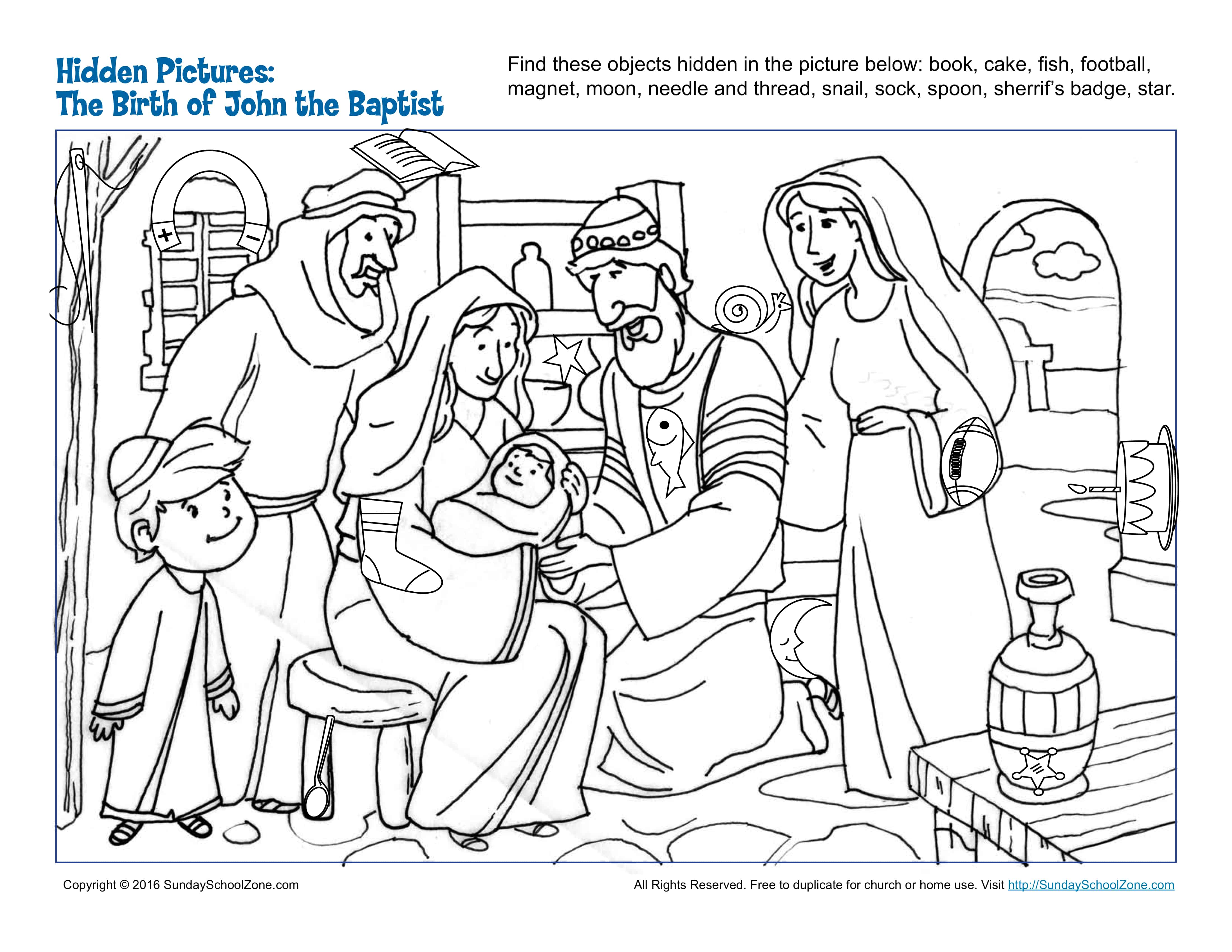The Birth of John the Baptist Hidden Pictures Children's Bible