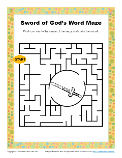 free bible mazes for children on sunday school zone