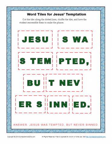 Jesus' Temptation Word Tiles - Children's Bible Activities | Sunday ...