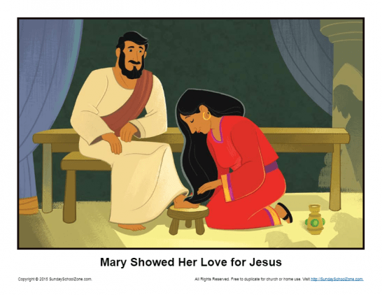 Mary Showed Her Love for Jesus Story Illustration