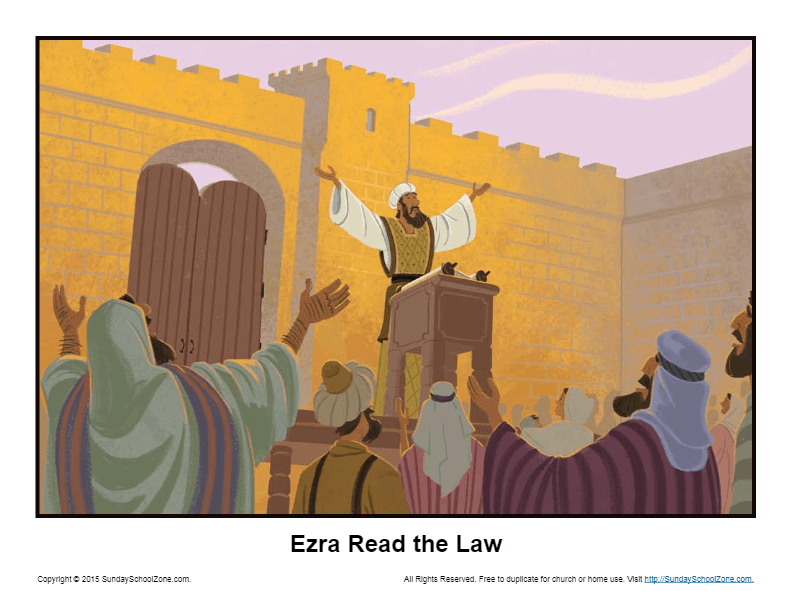 Ezra Reading The Torah Scroll Coloring Page Free