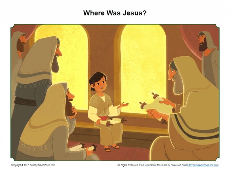 Boy Jesus In The Temple Story Illustration