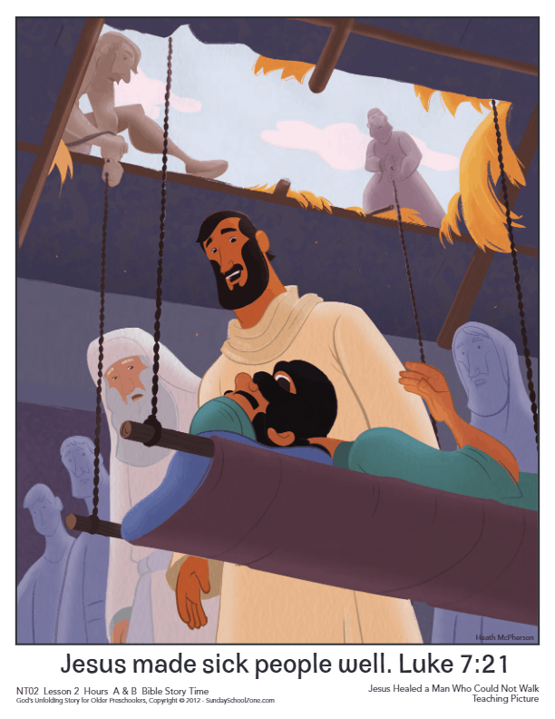 Jesus Healed a Man Who Could Not Walk Teaching Picture - Children's ...