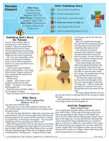 The Story of the Forgiving King Parents Connect Page - Children's Bible ...