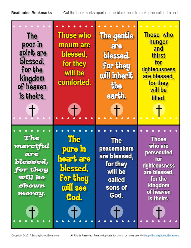 The Beatitudes Bookmarks On Sunday School Zone